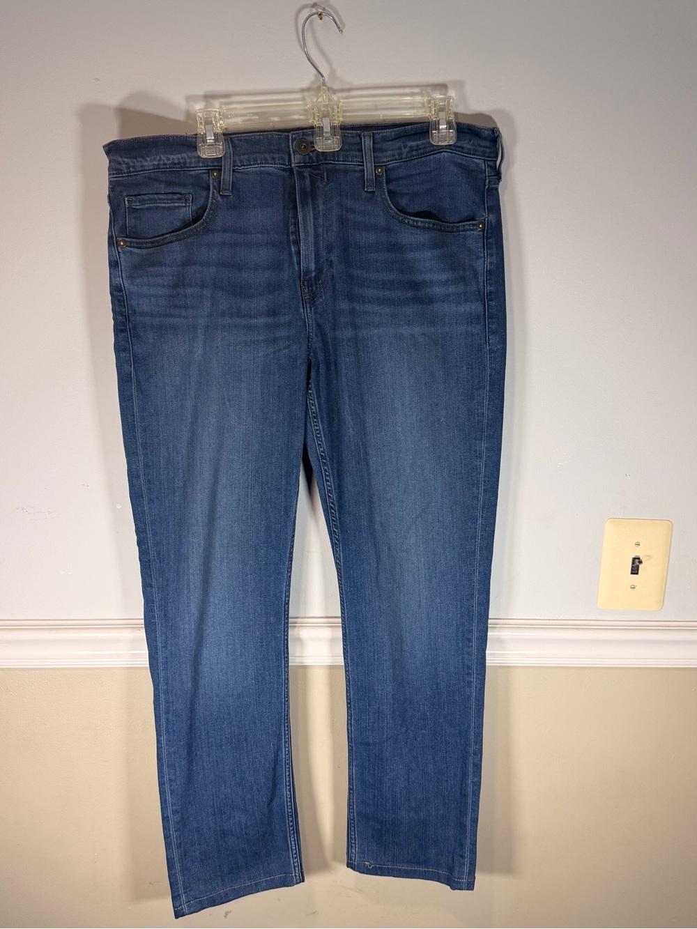 PAIGE Men's Straight Jeans in Medium Blue Wash